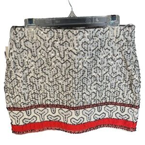 Zara Sequin Mini Skirt - Black, White, and Red NWT